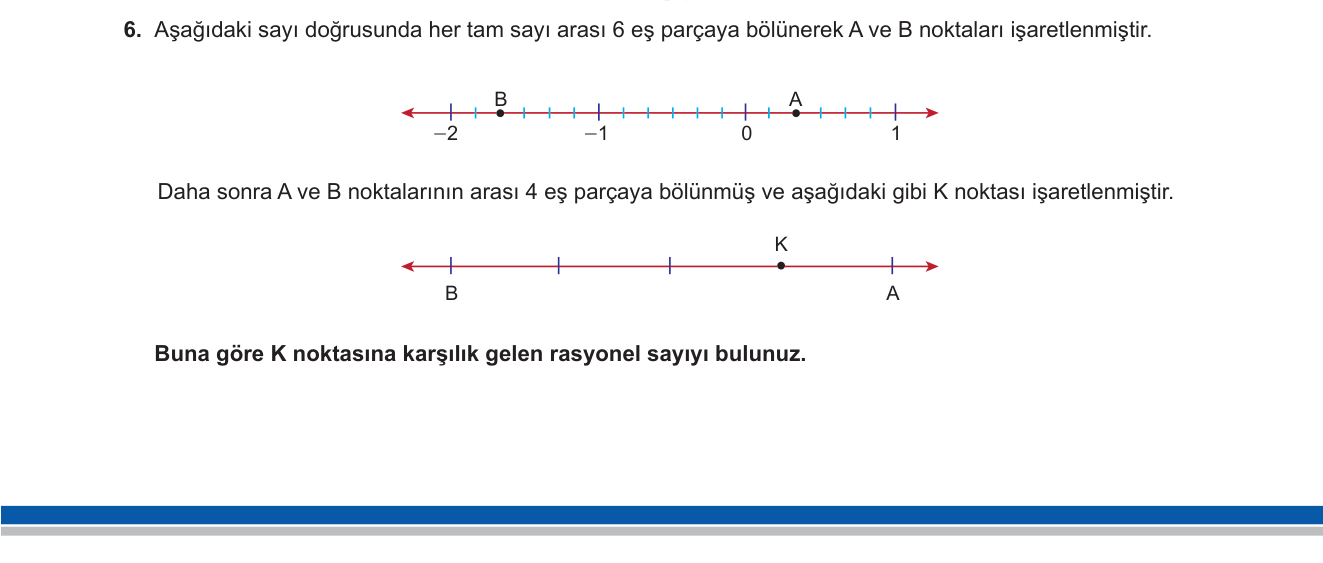 Matematik sorusu 8 — Rasyonel sayılar - sayı doğrusunda yer belirleme