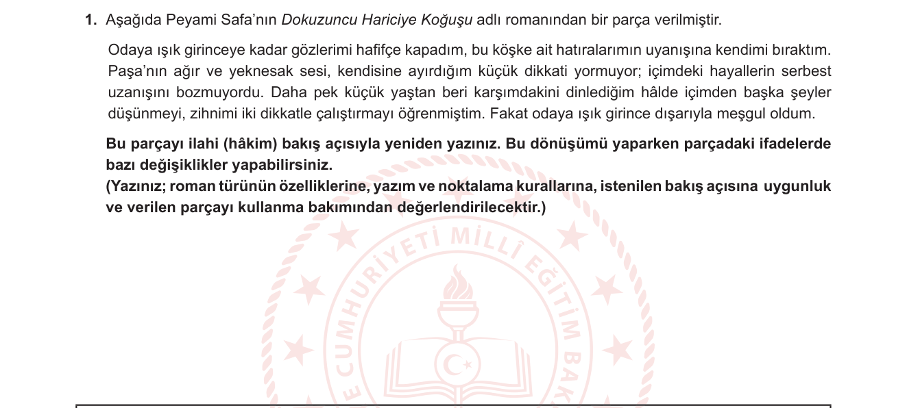 Türk Dili ve Edebiyatı sorusu 1 — 