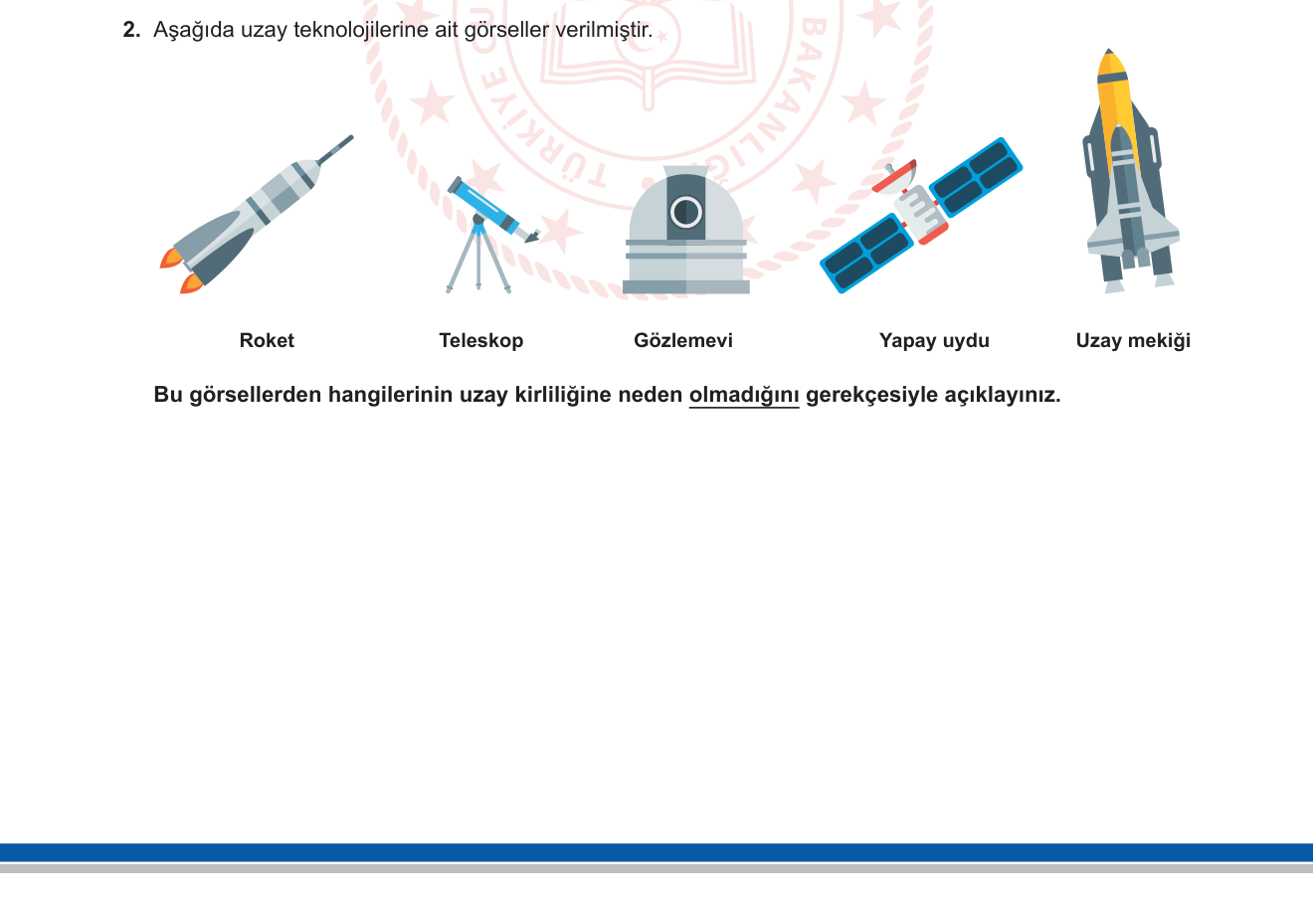 Fen Bilimleri sorusu 2 — Uzay Kirliliği — Uzay Teknolojileri Sınıflandırması (7. Sınıf Fen Bilimleri)