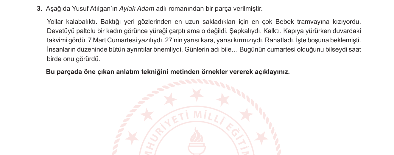Türk Dili ve Edebiyatı sorusu 3 — 