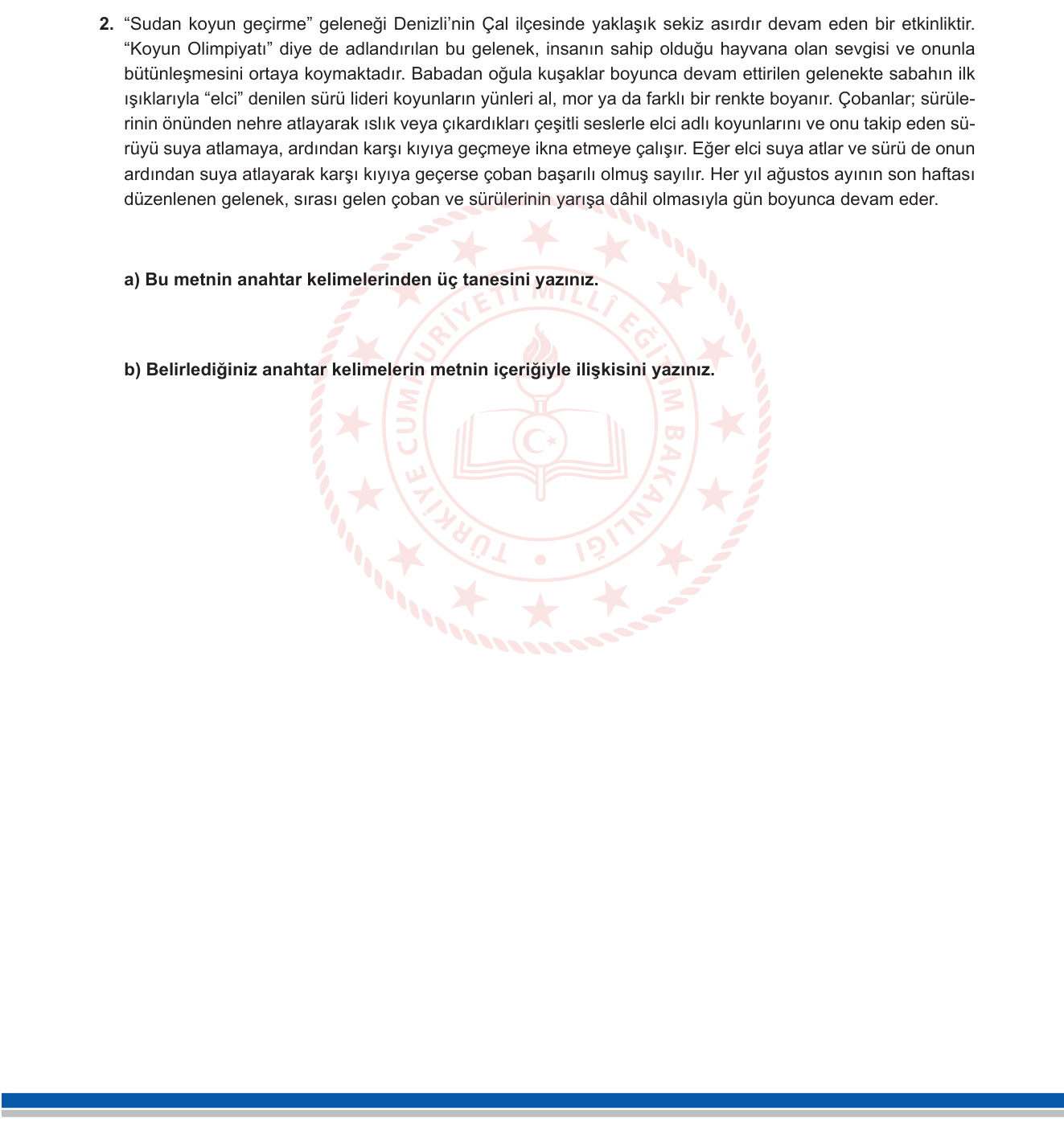 Türkçe sorusu 3 — Anahtar kelime belirleme ve tema/konu tespiti