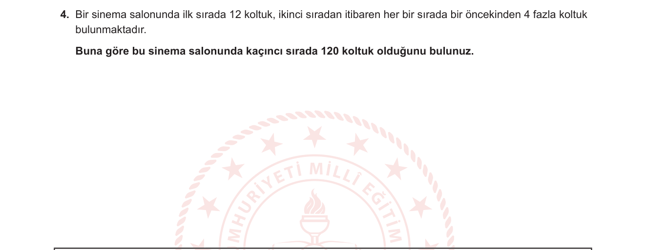 Matematik sorusu 4 — Aritmetik Diziler — n. Terimi Bilinip n'yi Bulma