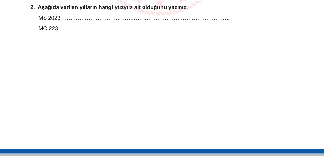 Tarih sorusu 2 — Tarihte Zaman — Yüzyıl Hesaplama (MS/MÖ)