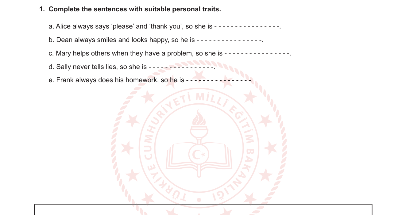 İngilizce sorusu 2 — Kişilik özellikleri (Personal Traits) — Adjectives describing character
