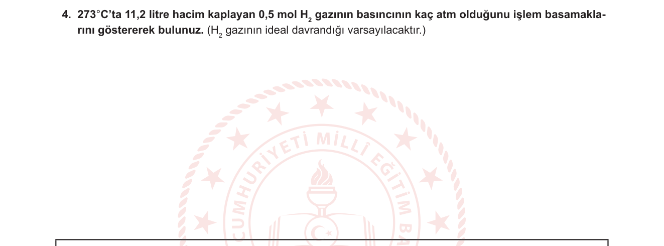 Kimya sorusu 14 — İdeal gaz yasası PV=nRT, STP referansı