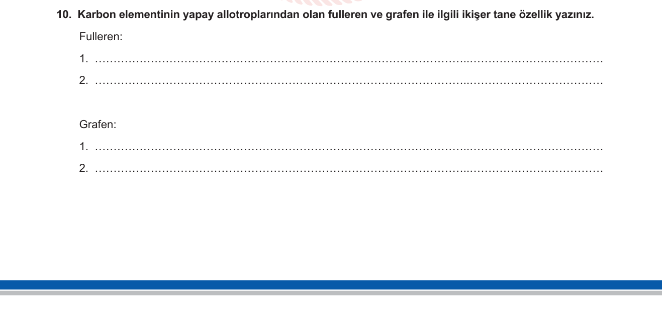 Kimya sorusu 24 — Karbon Kimyası — Yapay Allotroplar (Fulleren ve Grafen)