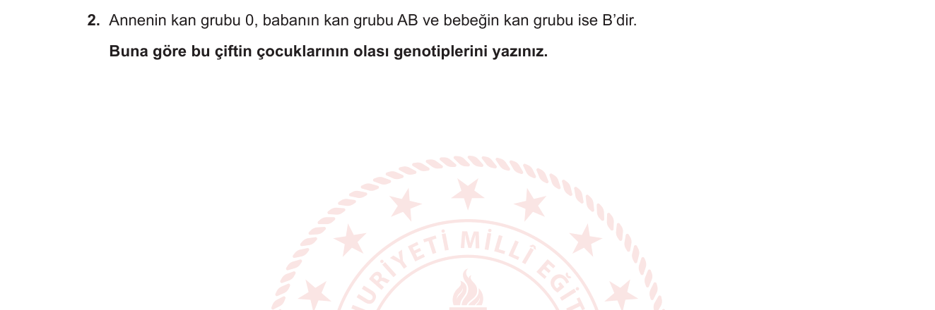 Biyoloji sorusu 10 — Kalıtım — ABO kan grubu sistemi, çok alellilik, eşbaskınlık (10. sınıf Biyoloji)