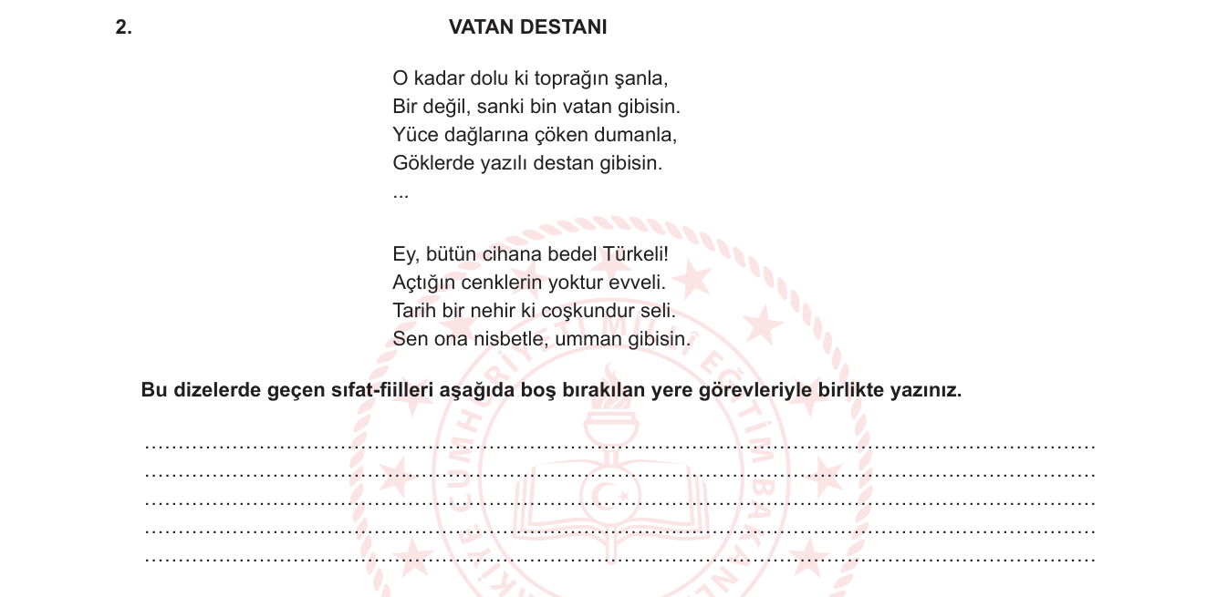 Türkçe sorusu 21 — Sıfat-fiil (partisip) — fiilimsiler