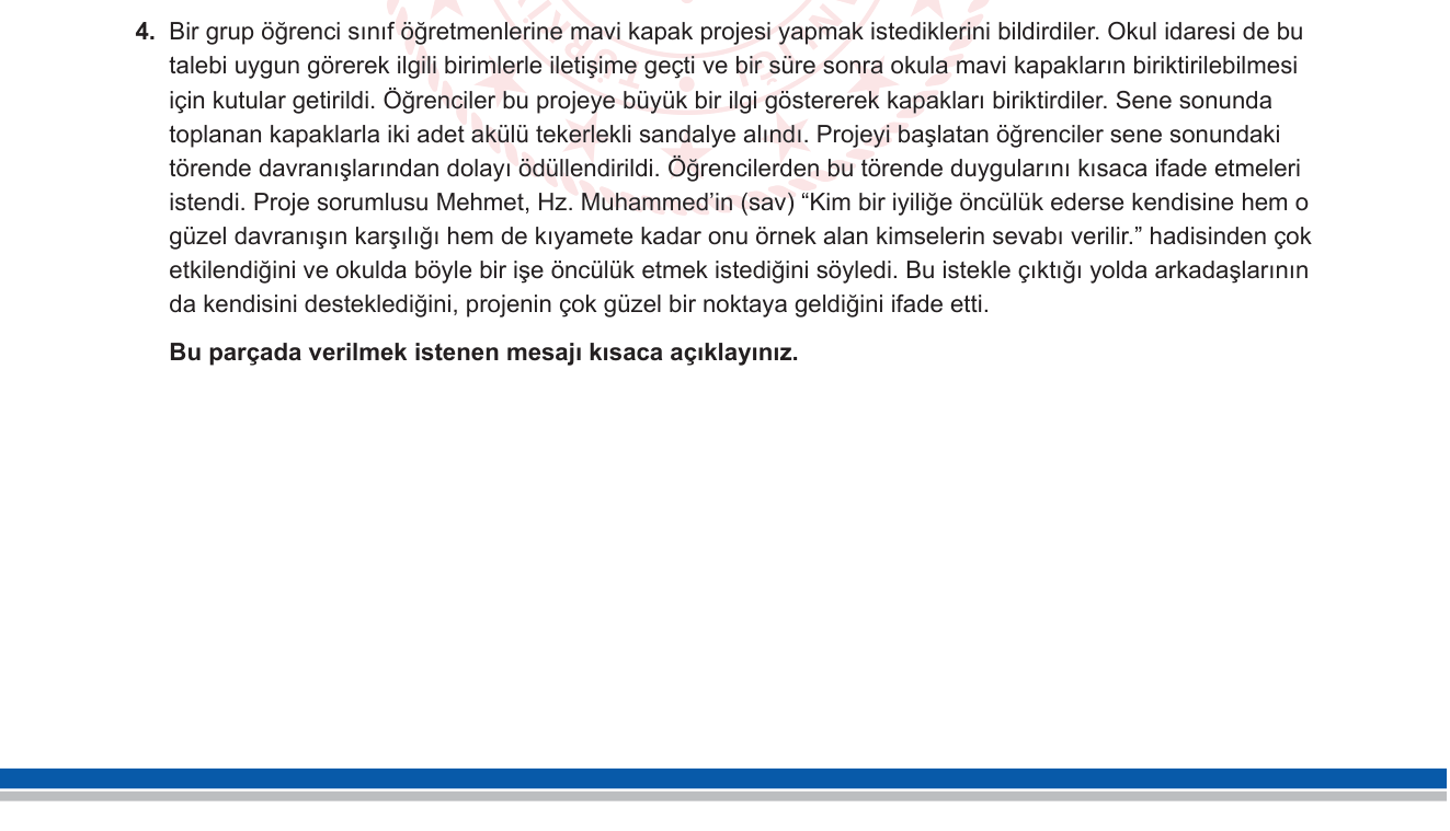 Din Kültürü ve Ahlak Bilgisi sorusu 19 — 