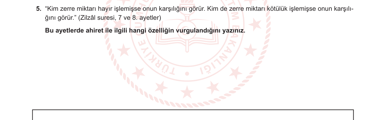 Din Kültürü ve Ahlak Bilgisi sorusu 13 — Ahiret İnancı — Hesap ve Adalet (Mizan)