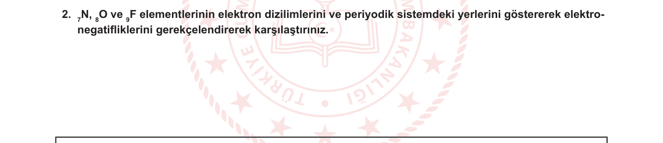 Kimya sorusu 15 — Periyodik Sistem — Elektronegatiflik; Elektron Dizilimi