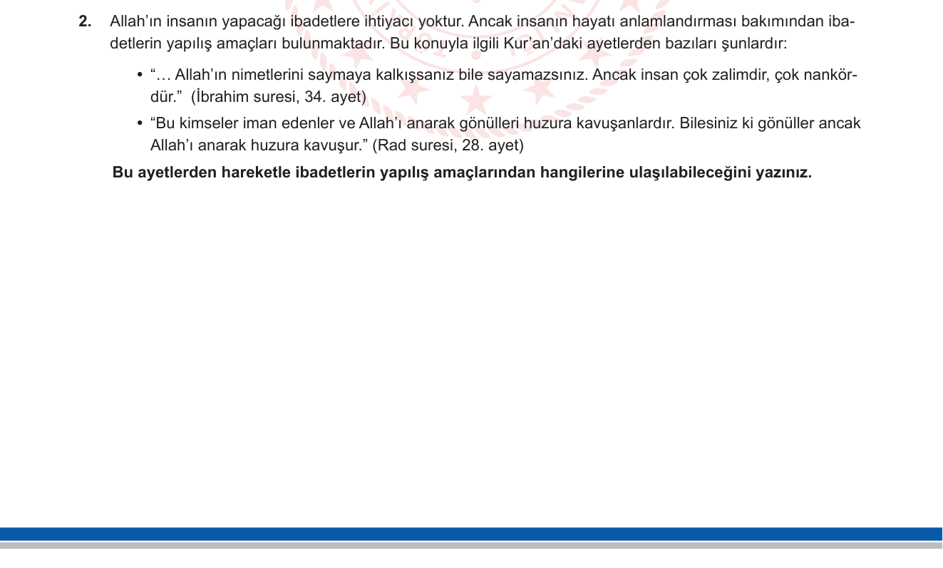 Din Kültürü ve Ahlak Bilgisi sorusu 2 — 