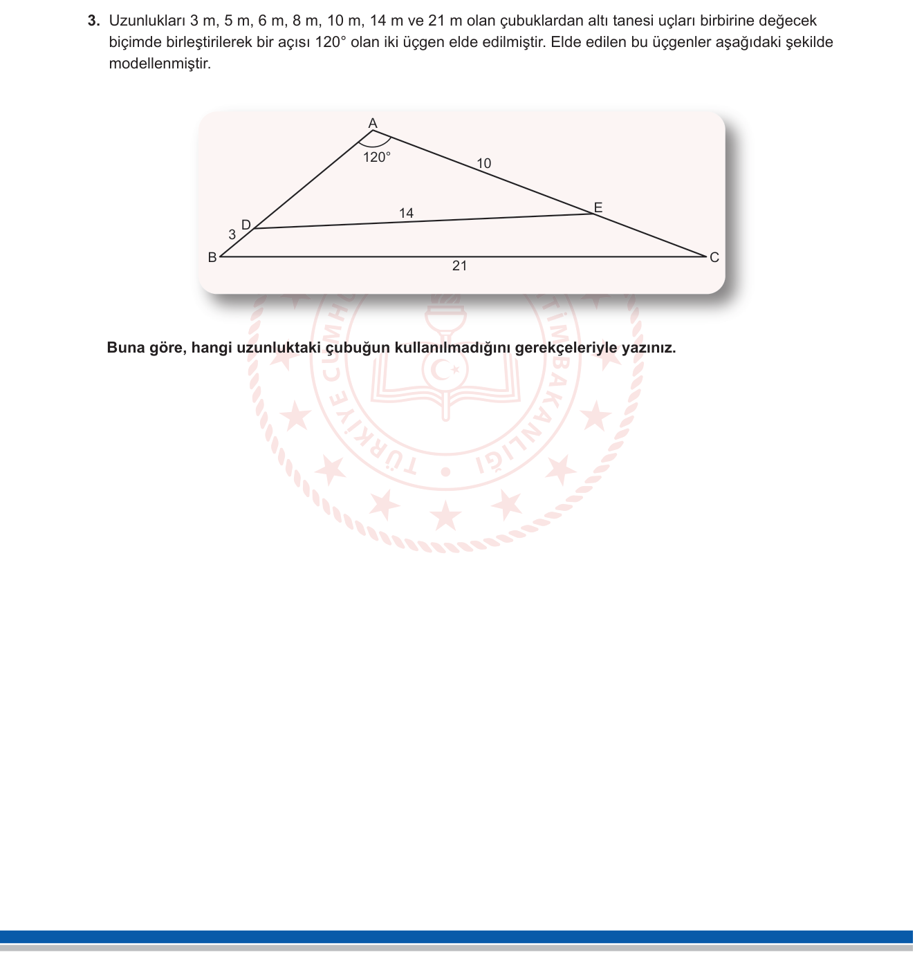 Matematik sorusu 3 — Trigonometri - Kosinüs Teoremi / 120° Üçgen