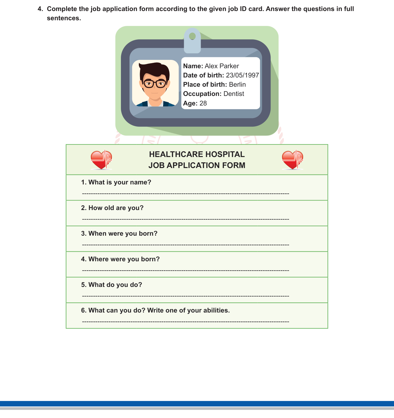İngilizce sorusu 8 — Kişisel Bilgiler ve Meslekler / Tarih Söyleme (Personal Information, Jobs, Dates — 6. Sınıf)