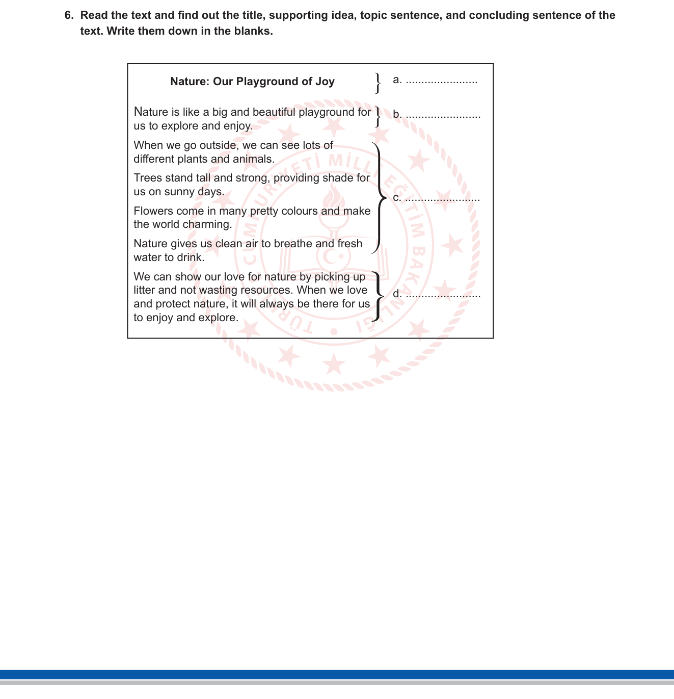 İngilizce sorusu 8 — Reading – Text Structure (Title / Topic Sentence / Supporting Idea / Concluding Sentence) — Metin organizasyonu