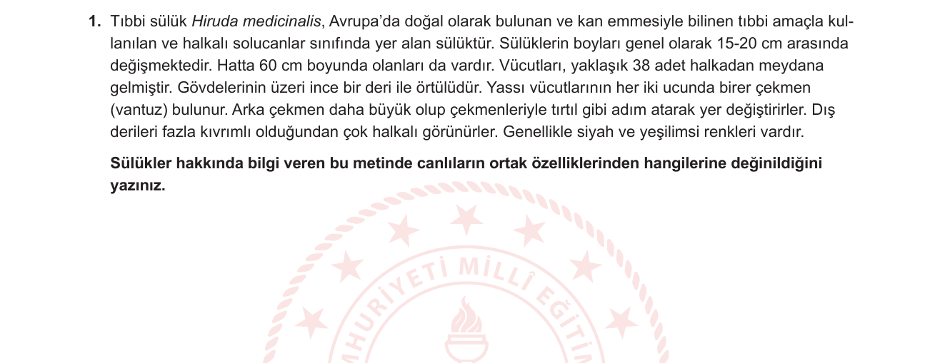 Biyoloji sorusu 10 — Canlıların Ortak Özellikleri — Beslenme, Büyüme, Hareket, Hücresel Yapı