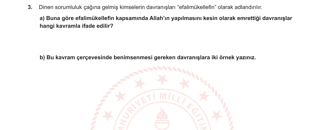 Din Kültürü ve Ahlak Bilgisi sorusu 3 — 