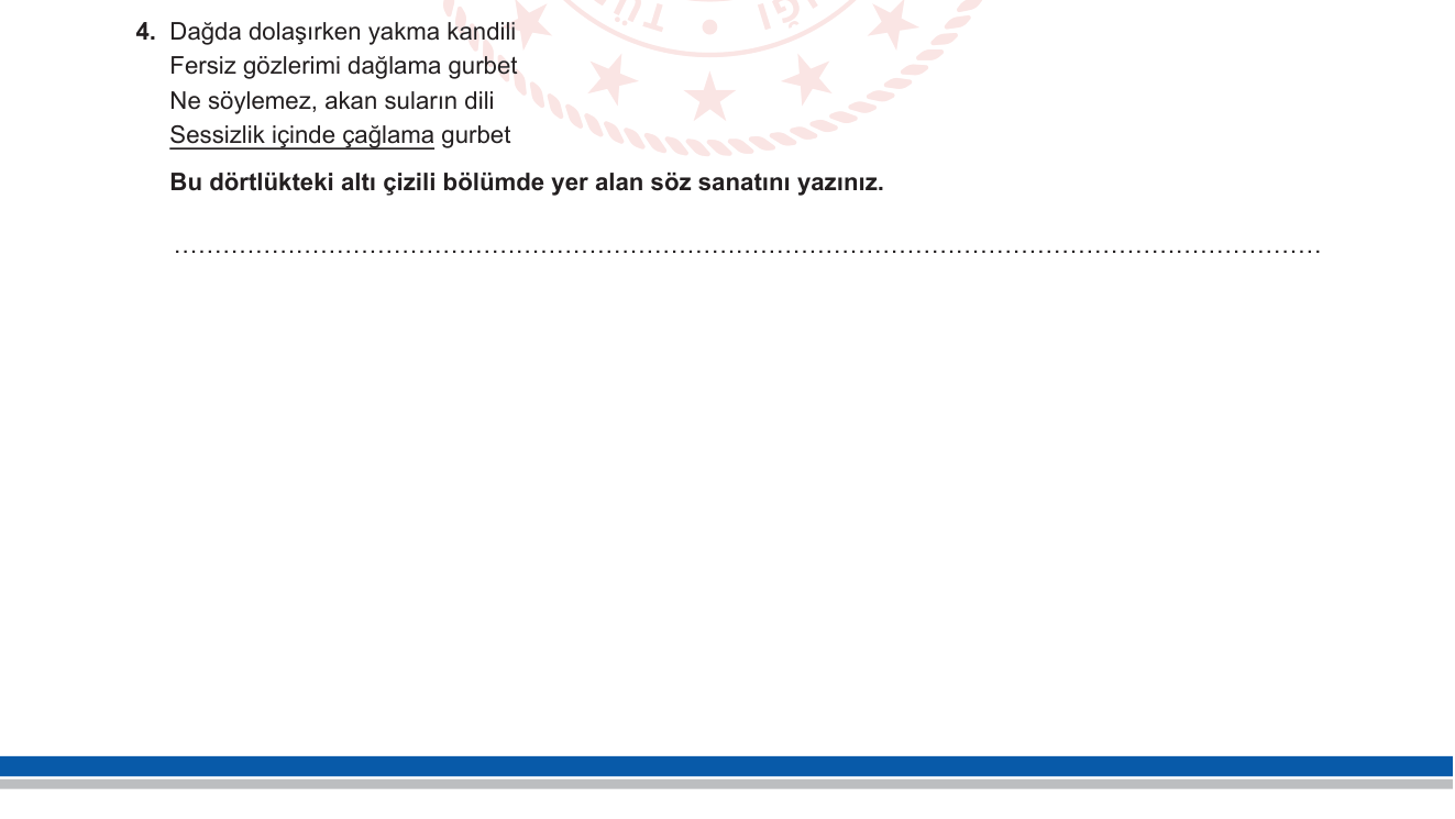 Türkçe sorusu 18 — Söz sanatları (tezat / karşıtlık)