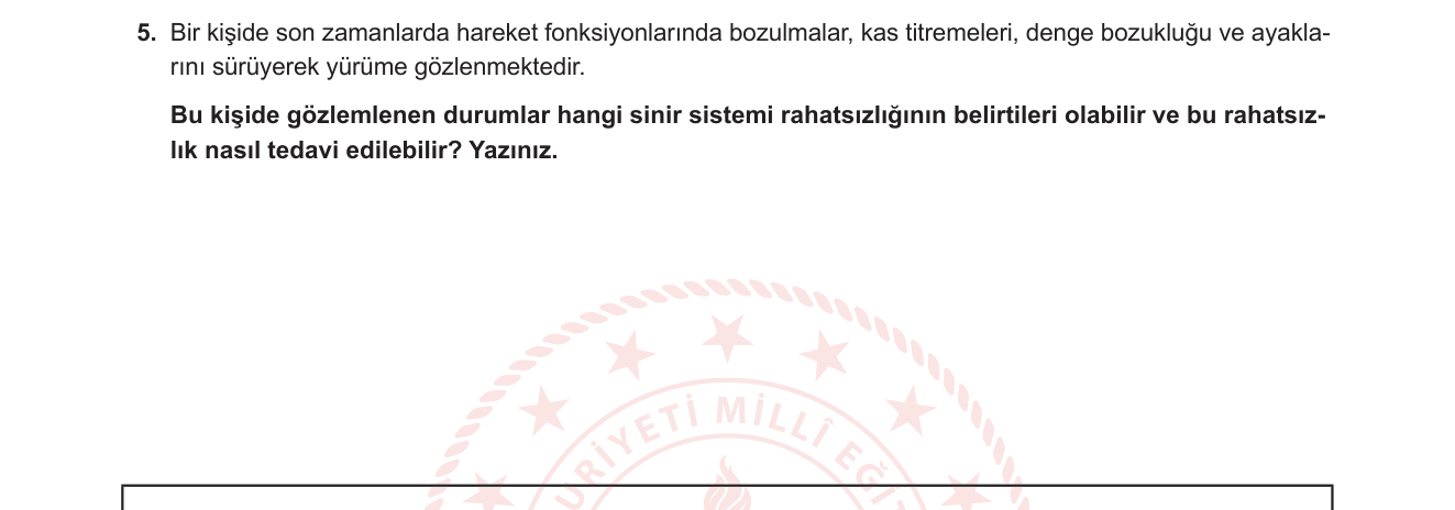 Biyoloji sorusu 5 — Sinir Sistemi — Parkinson Hastalığı / Dopamin / Nörodejeneratif Hastalıklar