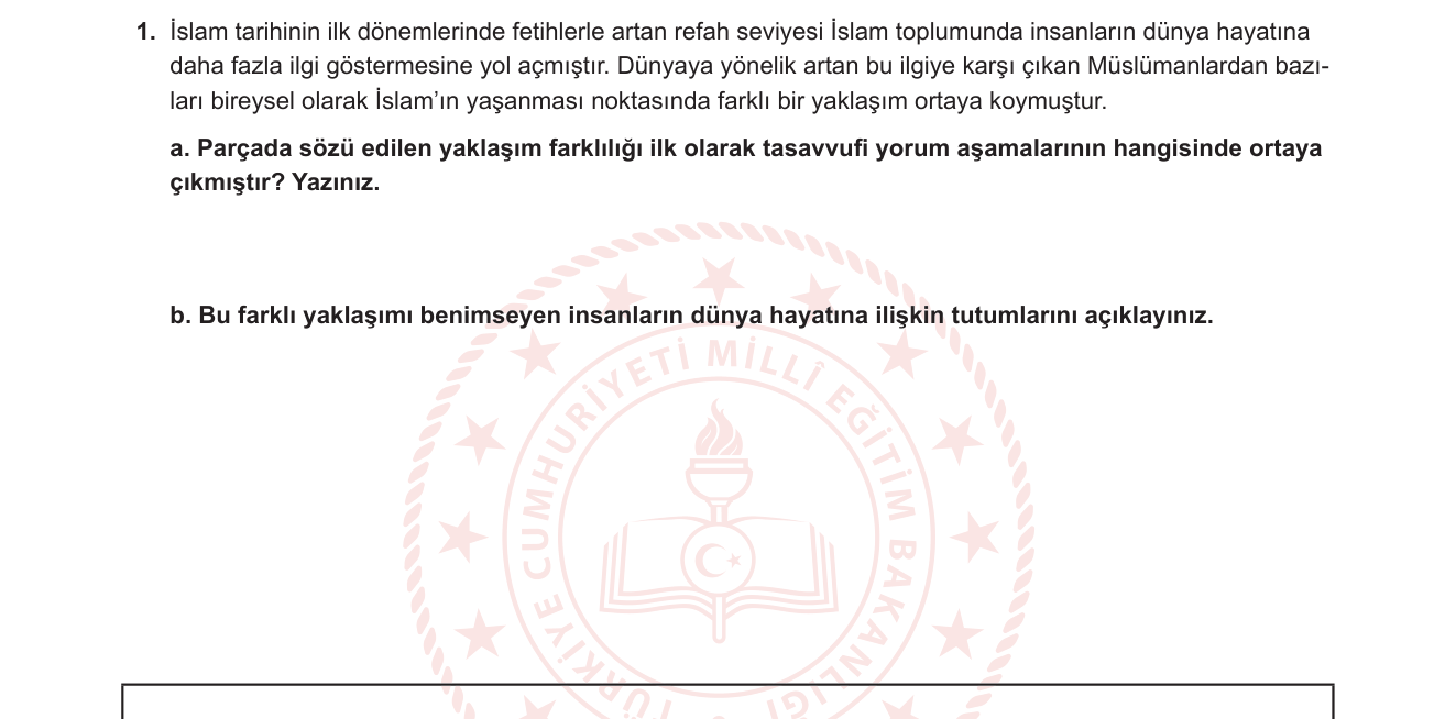 Din Kültürü ve Ahlak Bilgisi sorusu 10 — 