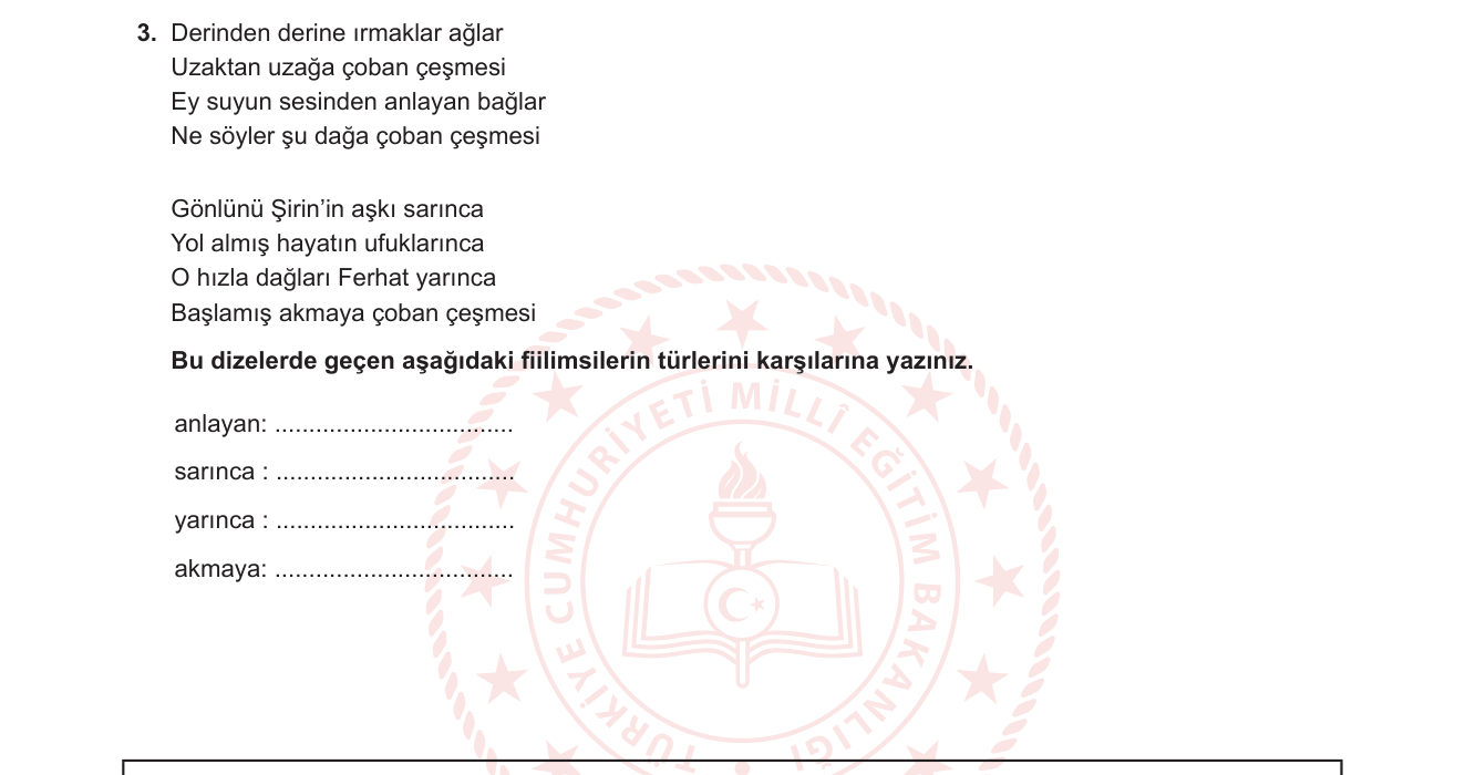 Türkçe sorusu 4 — Dil Bilgisi: Fiilimsi Türleri (Sıfat-Fiil, Zarf-Fiil, İsim-Fiil)