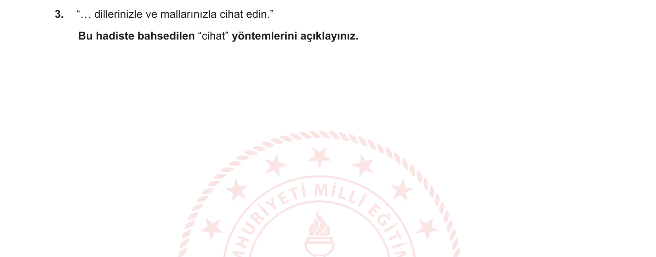 Din Kültürü ve Ahlak Bilgisi sorusu 3 — 