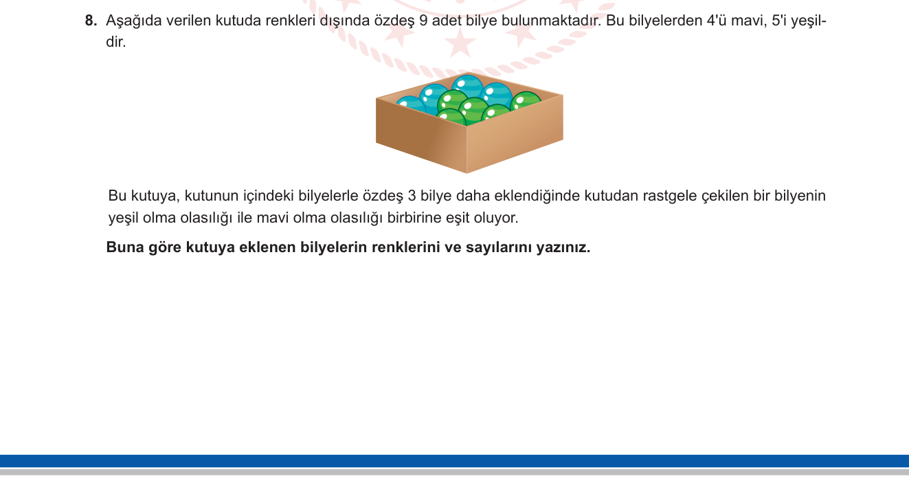 Matematik sorusu 22 — Olasılık — basit olasılık, denklem kurma