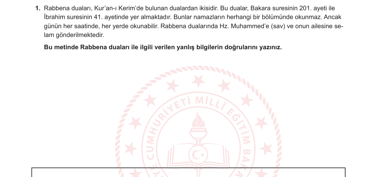 Din Kültürü ve Ahlak Bilgisi sorusu 1 — 