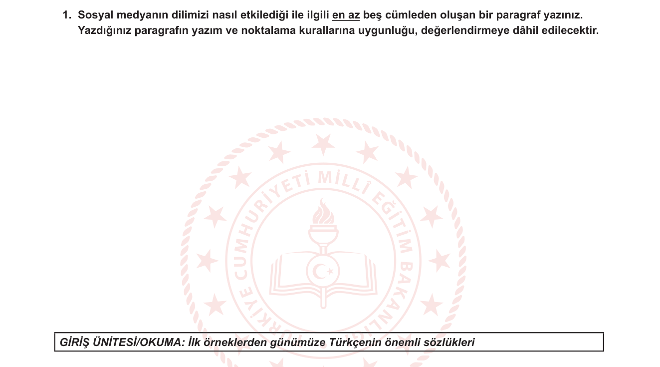 Türk Dili ve Edebiyatı sorusu 10 — Yazılı anlatım — açıklayıcı paragraf yazma; sosyal medya ve Türkçe