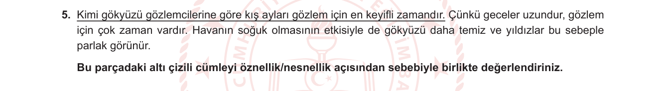 Türkçe sorusu 5 — 