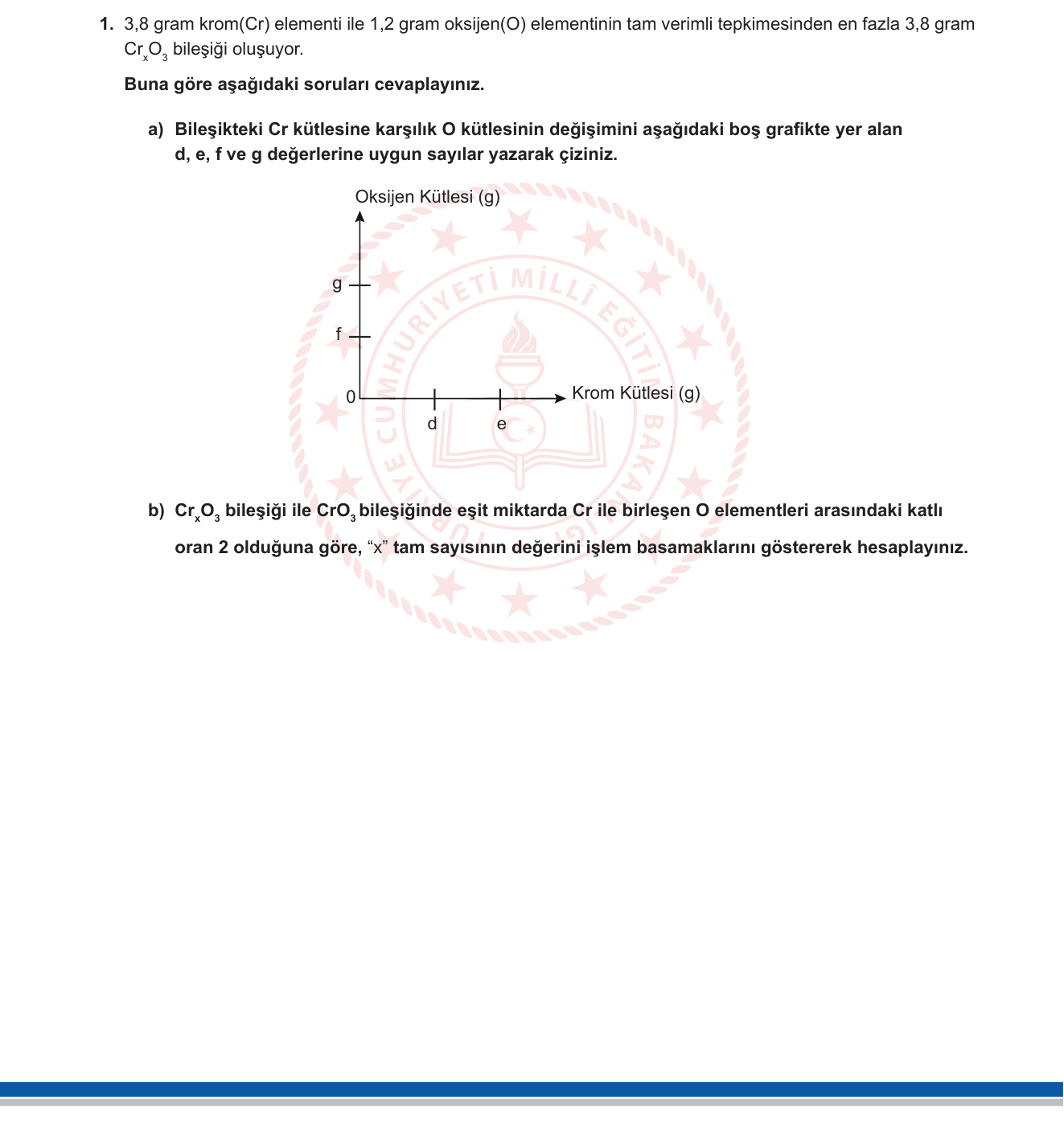 Kimya sorusu 2 — Kimyanın Temel Kanunları – Sabit ve Katlı Oranlar Yasası