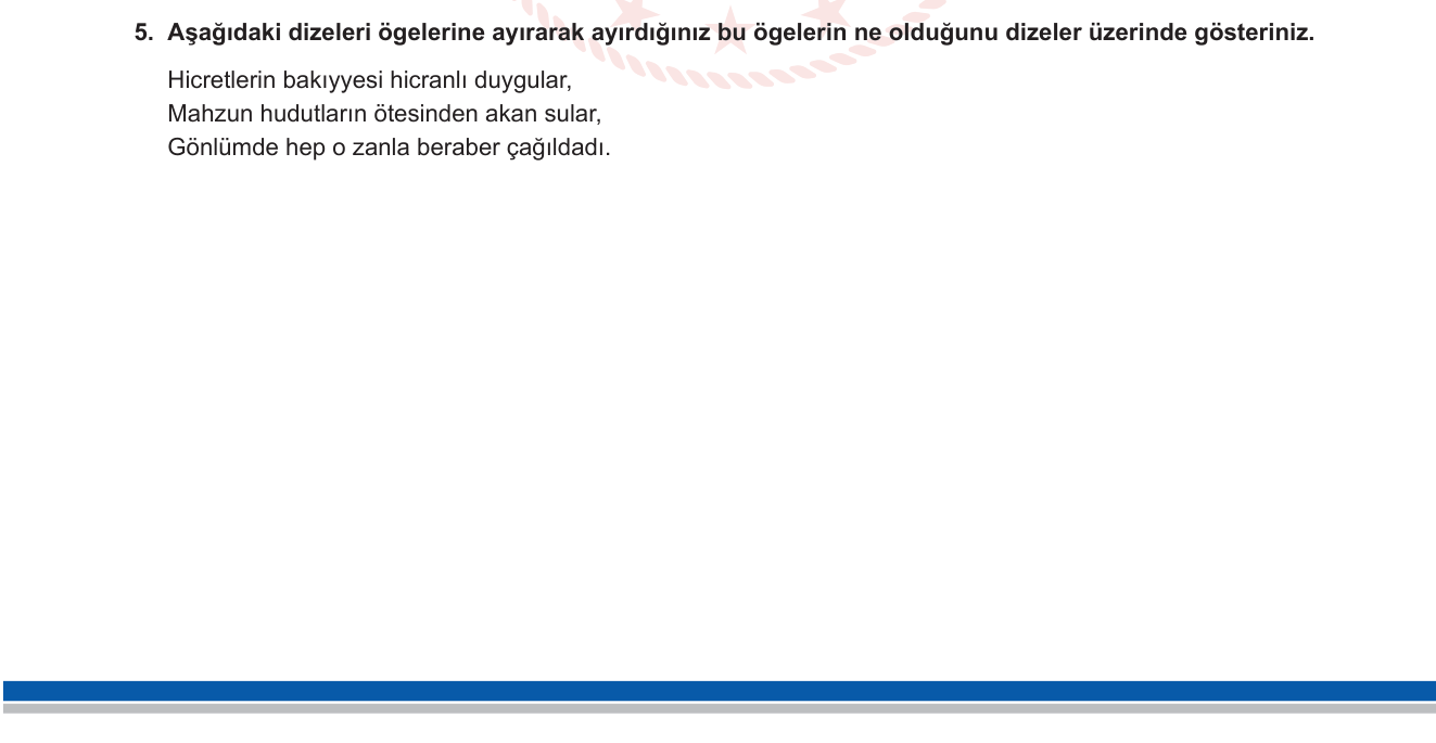 Türk Dili ve Edebiyatı sorusu 8 — Cümlenin ögeleri — özne, dolaylı tümleç (yer tamlayıcısı), zarf tümleci, yüklem