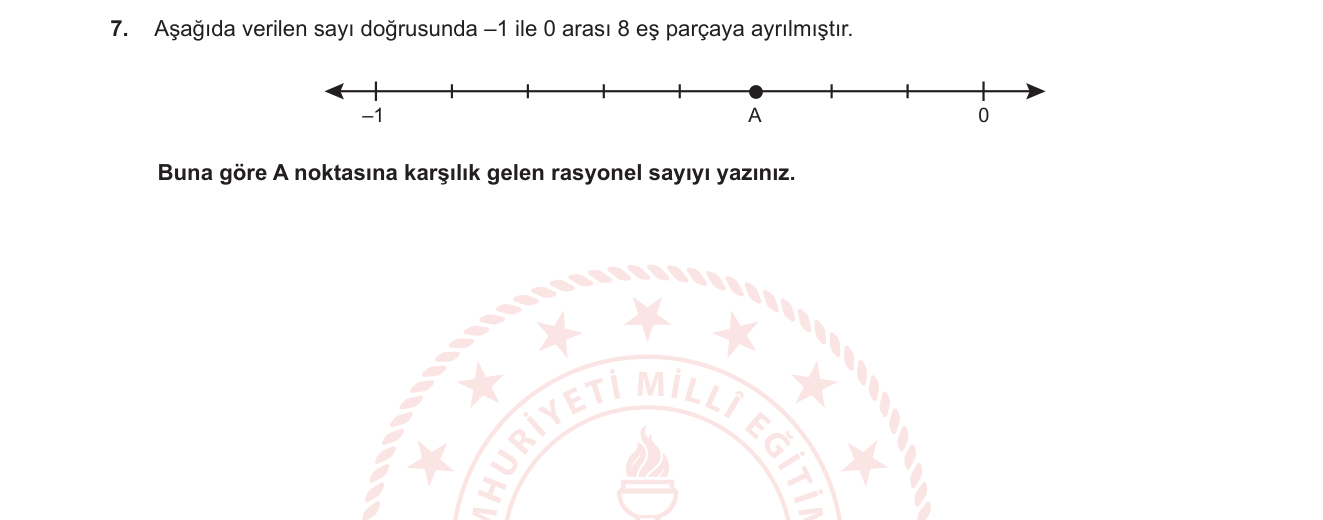 Matematik sorusu 17 — Rasyonel sayılar – sayı doğrusunda gösterim