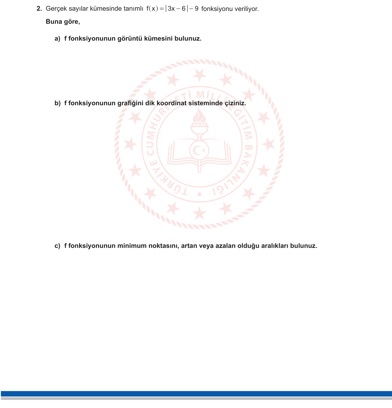 Matematik sorusu 2 — Mutlak Değerli Fonksiyonlar: Grafik, Görüntü Kümesi, Artanlık-Azalanlık