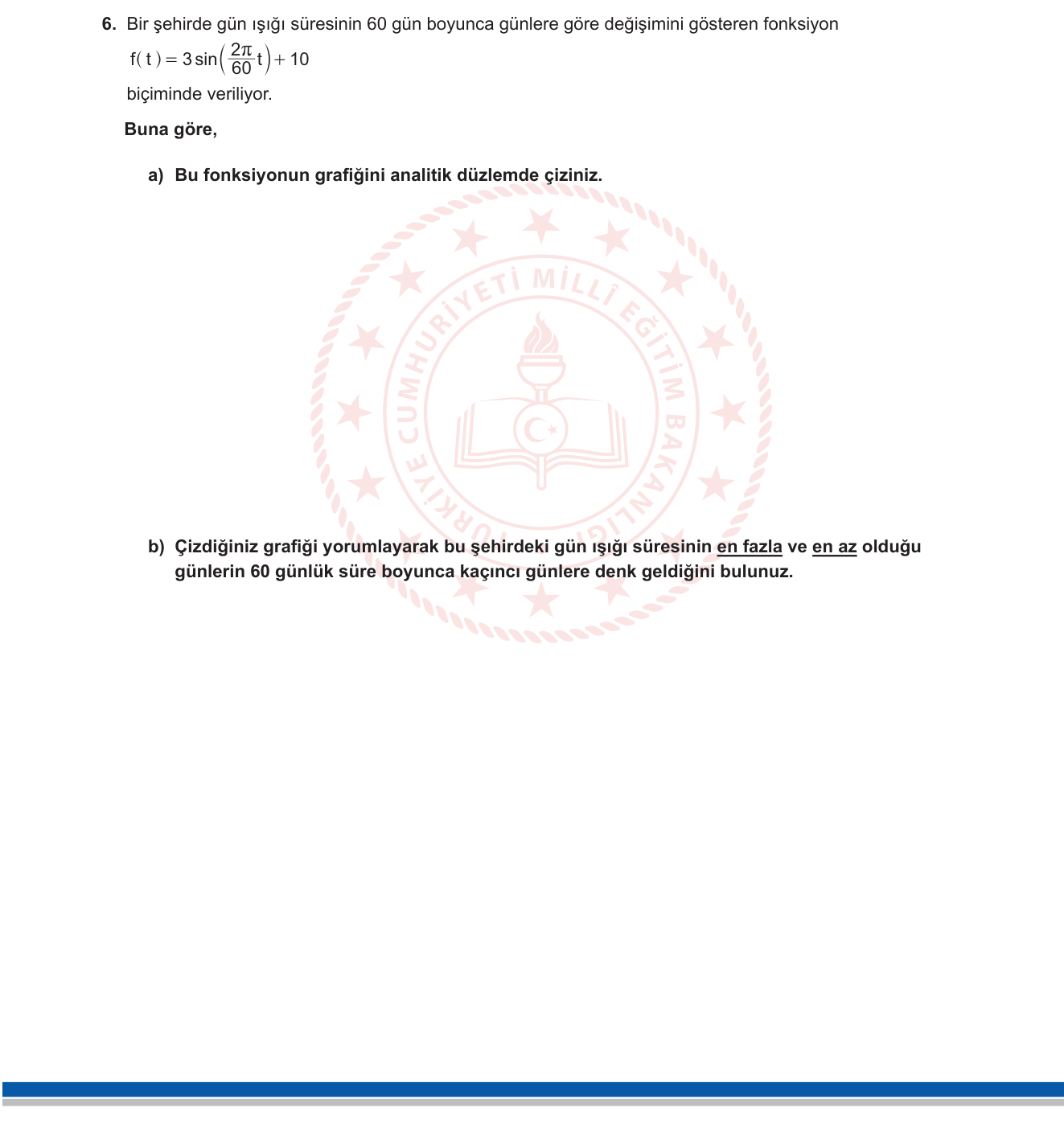 Matematik sorusu 7 — Trigonometrik Fonksiyonun Grafikleri / Genlik ve Periyot