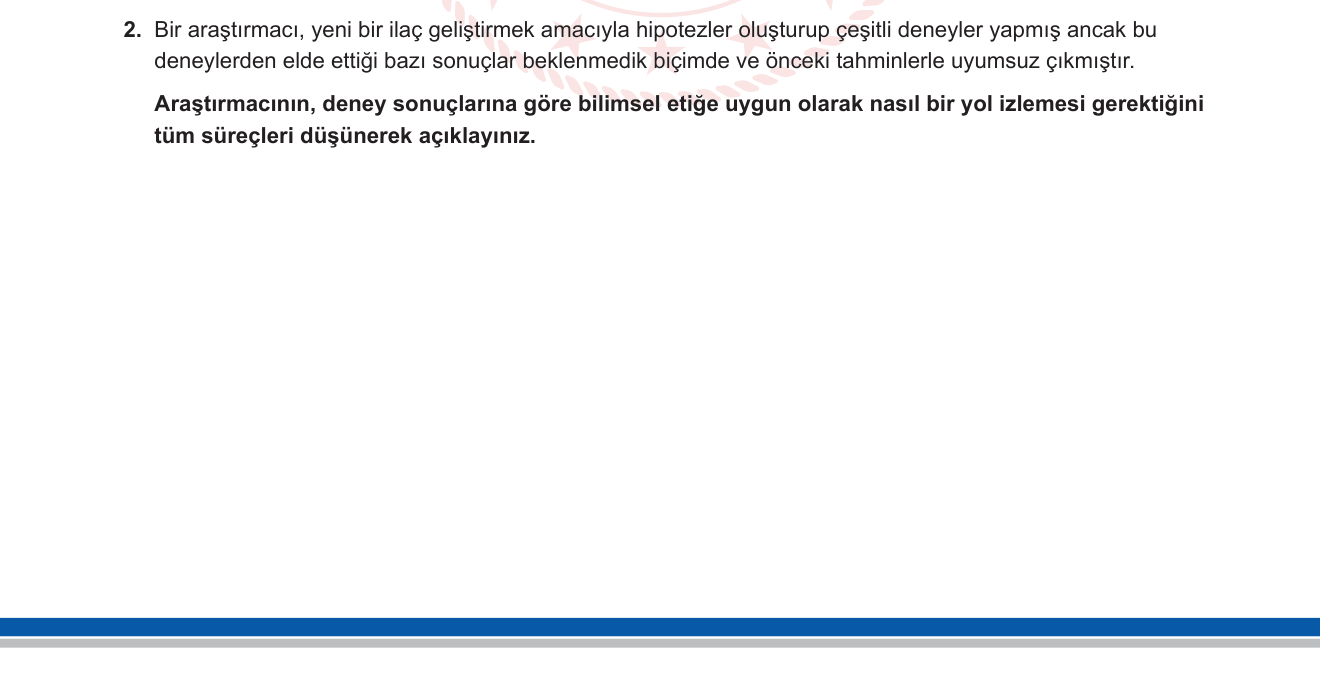 Biyoloji sorusu 2 — Bilimsel araştırma süreci ve bilim etiği
