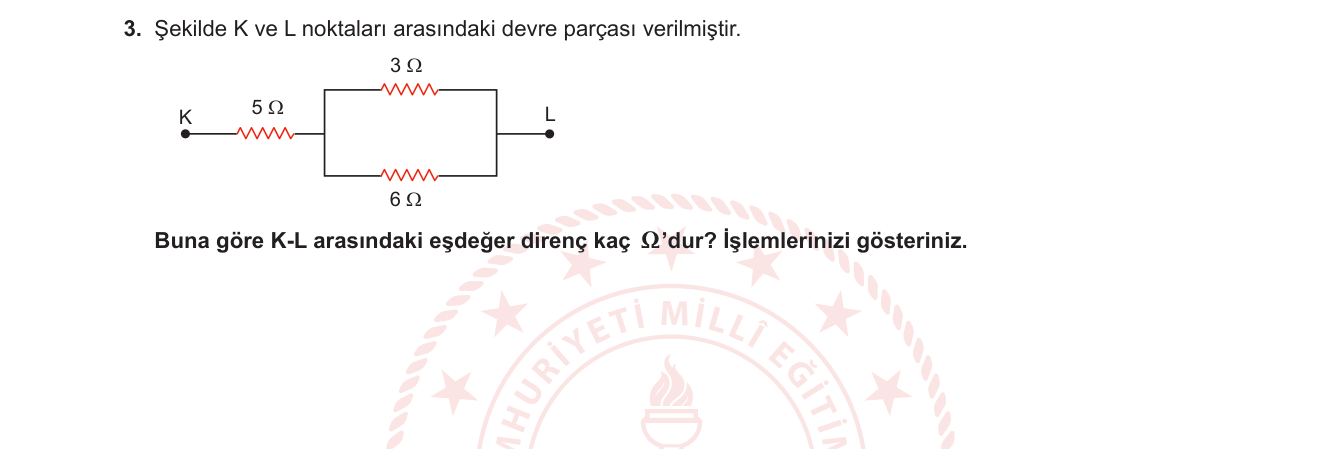Fizik sorusu 9 — Karma devre eşdeğer direnç (seri-paralel)