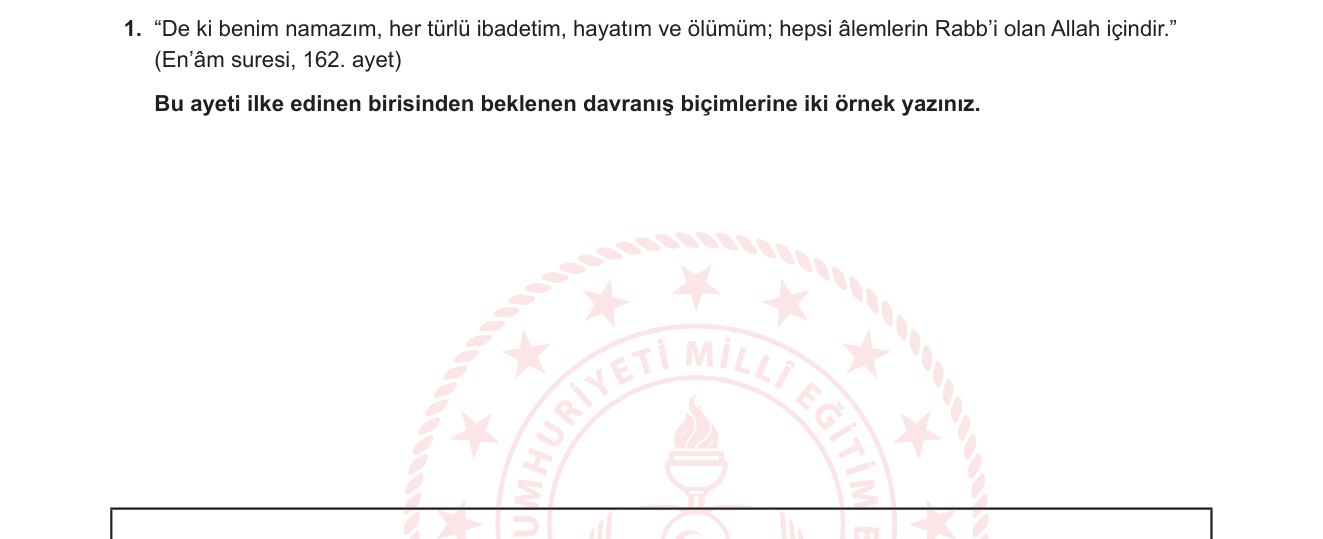Din Kültürü ve Ahlak Bilgisi sorusu 1 — 