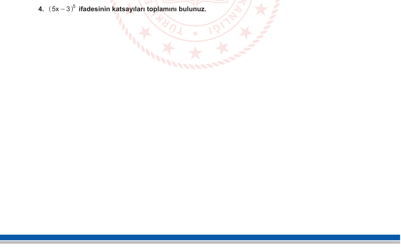 Matematik sorusu 9 — Binom Açılımı — Katsayılar Toplamı