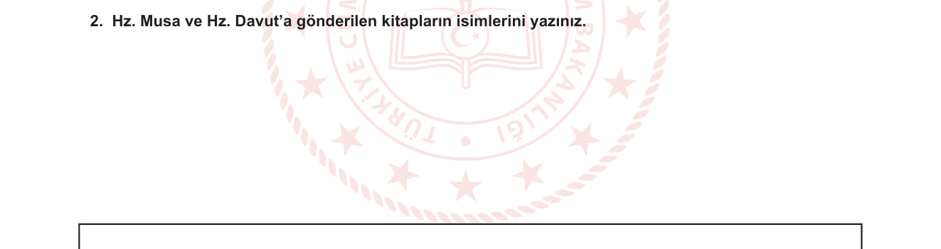Din Kültürü ve Ahlak Bilgisi sorusu 10 — İlahi kitaplar — Tevrat ve Zebur