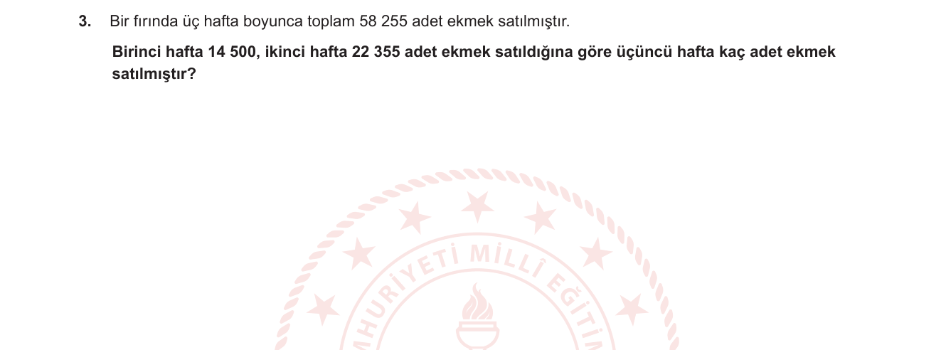 Matematik sorusu 3 — Doğal sayılarda toplama ve çıkarma işlemleri (5. sınıf)