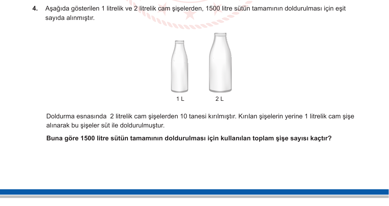 Matematik sorusu 13 — Doğal Sayılarda Dört İşlem / Problem Çözme