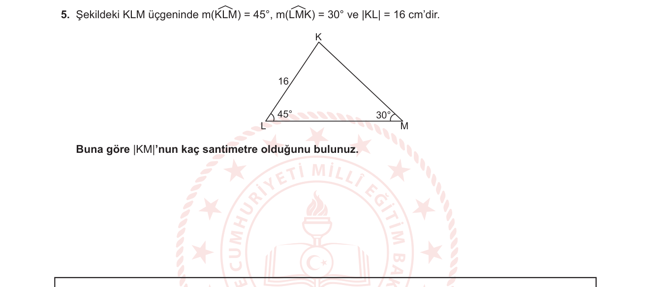 Matematik sorusu 10 — Trigonometri — Üçgende Sinüs Kuralı (11. Sınıf)