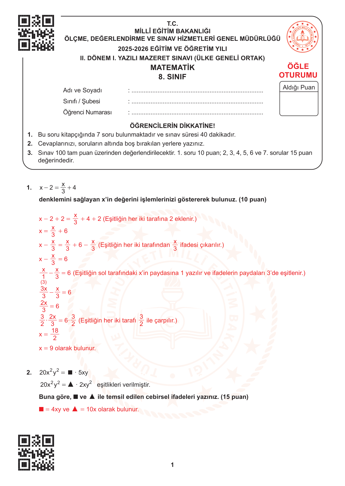 Matematik sorusu 18 — 