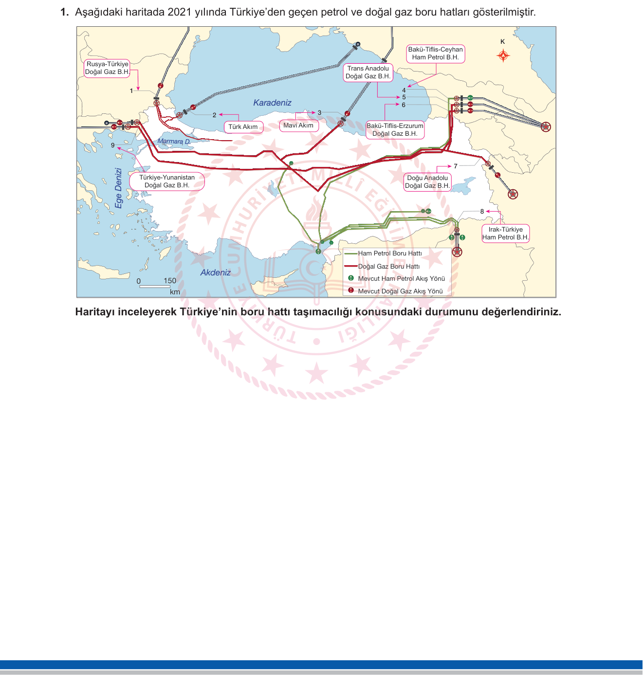 Coğrafya sorusu 1 — Türkiye'de Ulaşım — Boru Hattı Taşımacılığı ve Enerji Coğrafyası (12. Sınıf Coğrafya)