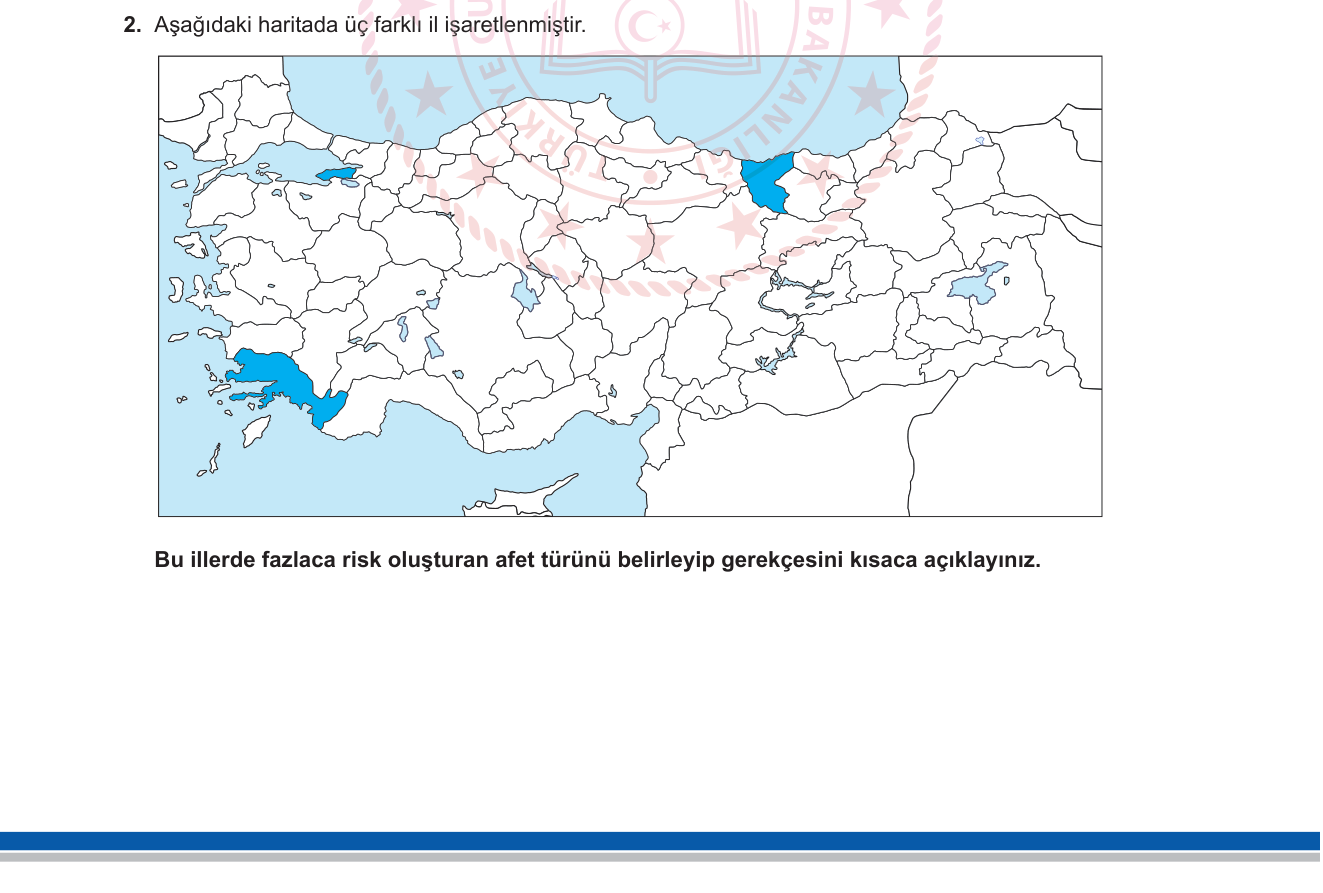 Coğrafya sorusu 2 — Türkiye'de Afetler ve Afet Yönetimi / Deprem Kuşakları (9. Sınıf Coğrafya)