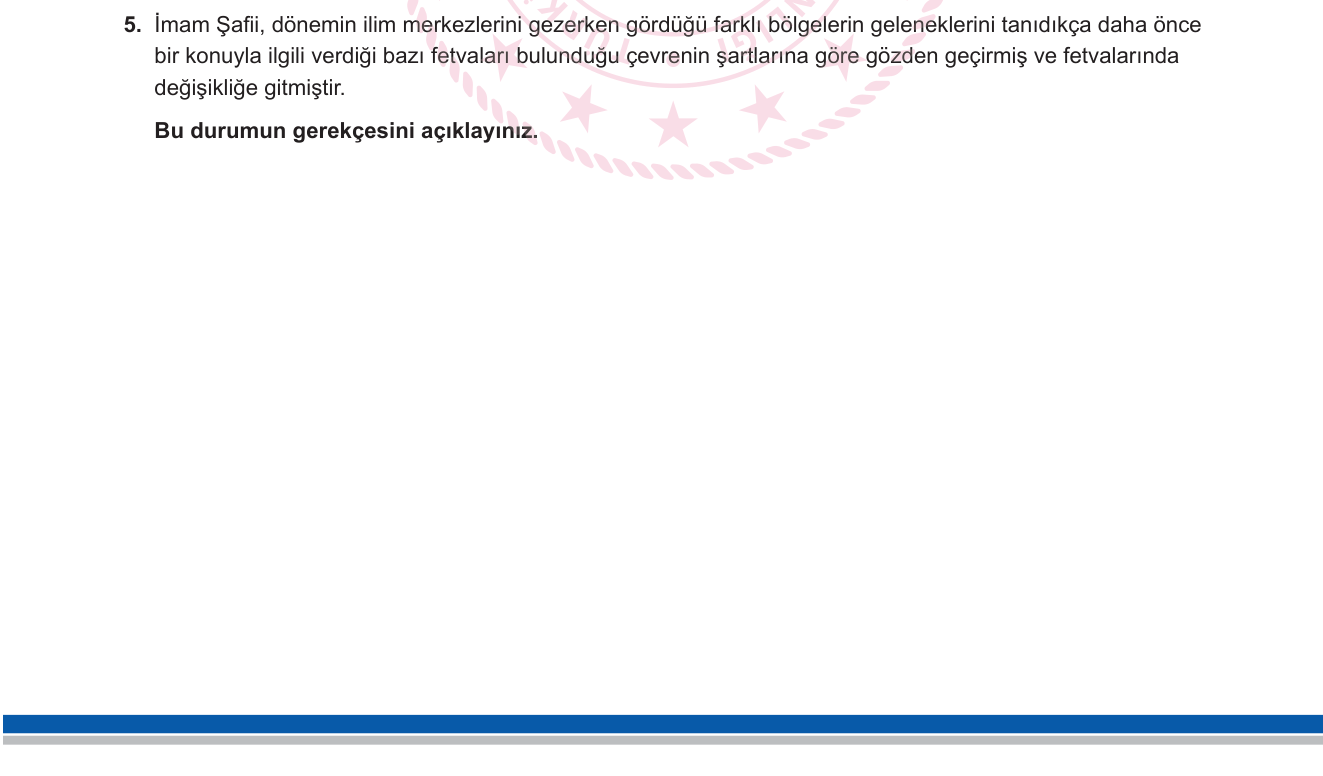 Din Kültürü ve Ahlak Bilgisi sorusu 4 — İslam Hukuku — İçtihat, Örf ve Mezhepler (Şafii Mezhebi)
