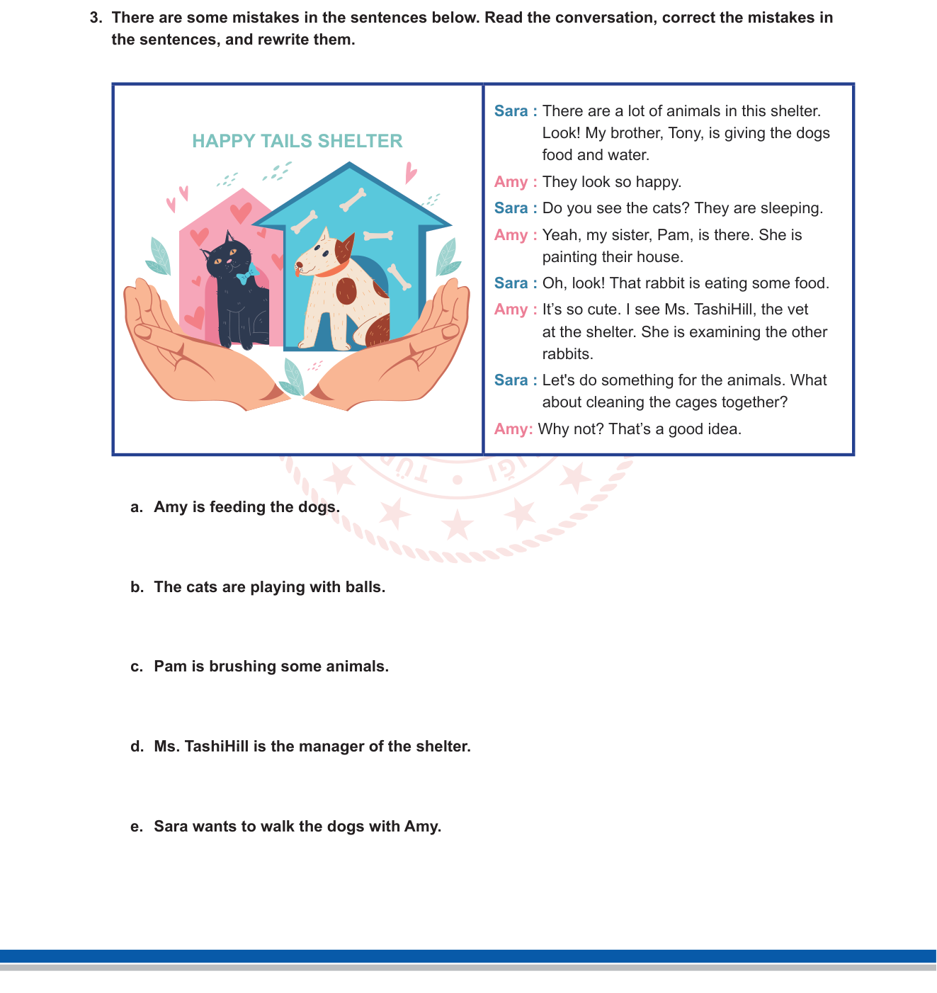 İngilizce sorusu 3 — İngilizce 5. Sınıf — Present Continuous Tense, Reading Comprehension, Error Correction
