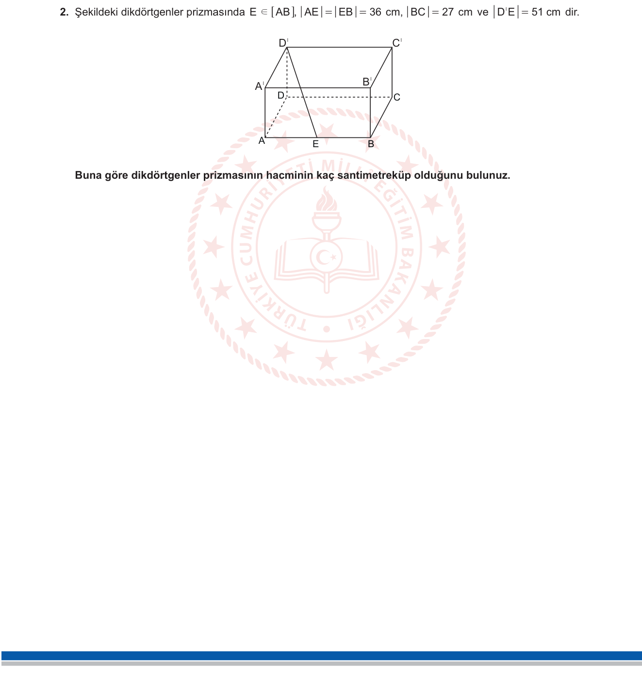 Matematik sorusu 1 — Dikdörtgenler Prizması — Hacim, Uzay Köşegeni, Pisagor Teoremi (10. Sınıf Geometri)