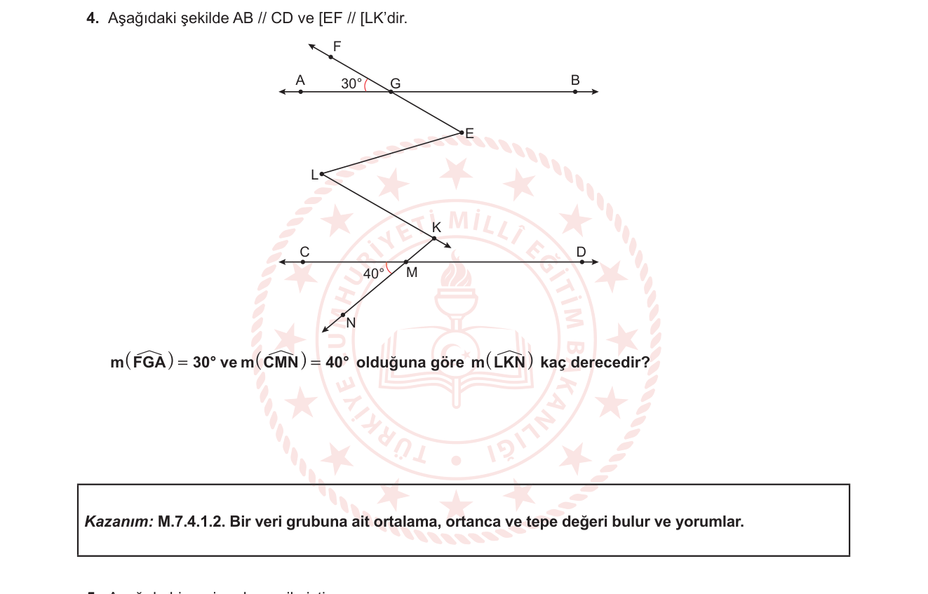 Matematik sorusu 3 — Paralel Doğrular ve Açılar (7. Sınıf Geometri)